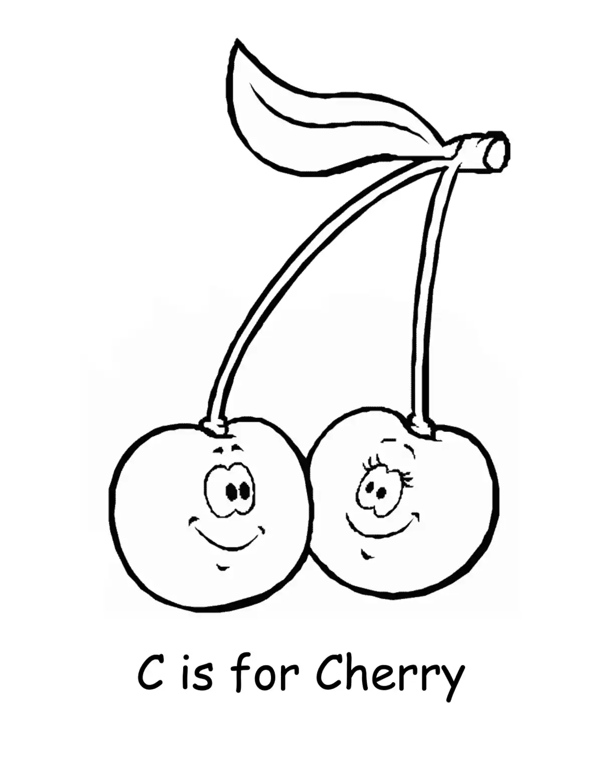 Cherry Fruit Kids Coloring Pages Pdf